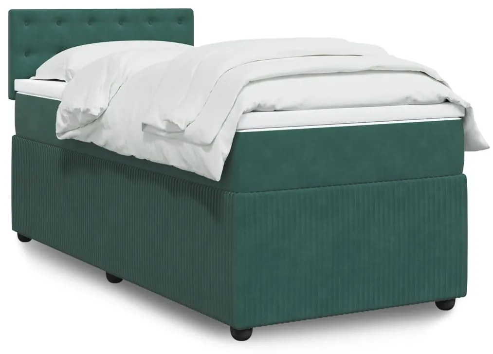 Giroletto A Molle Con Materasso Verde Scuro 90x200 Cm Velluto /