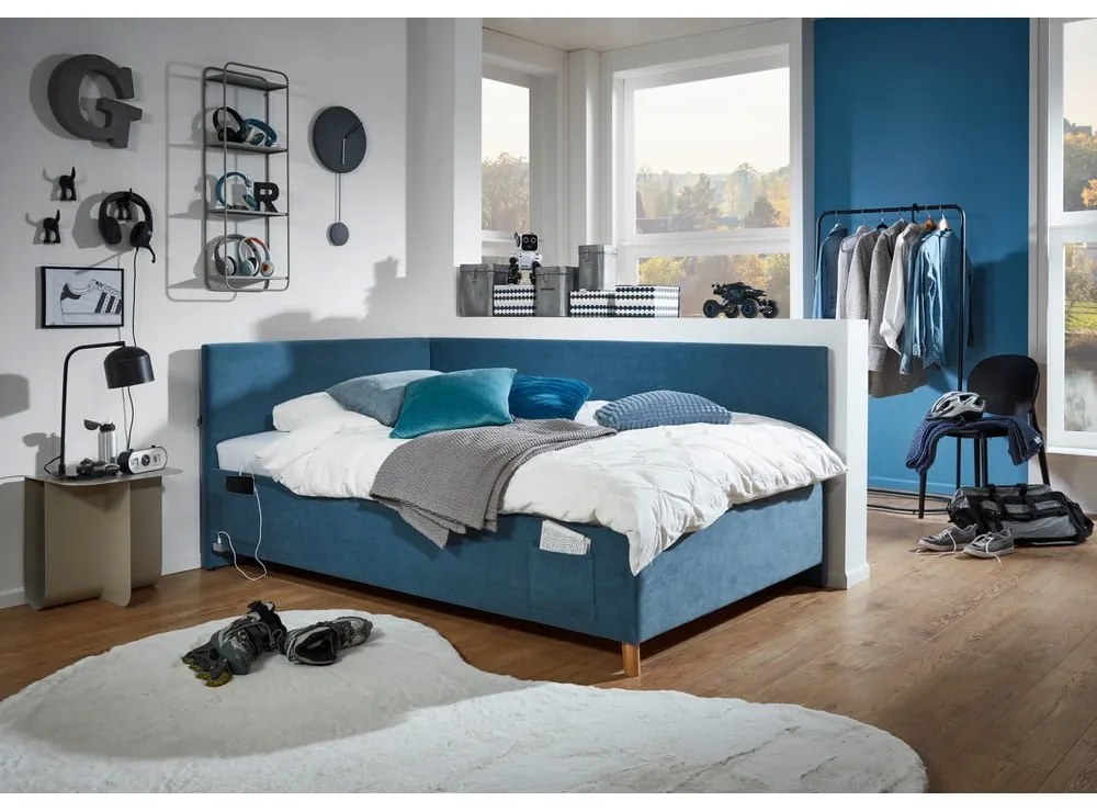 Letto da bambini con sponde blu imbottito con contenitore e rete inclusi 120x200 cm Cool – Meise Möbel
