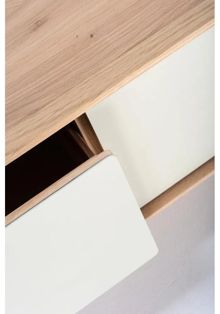 Mobile TV bianco-color legno naturale in legno di quercia 160x48 cm Fina - Gazzda