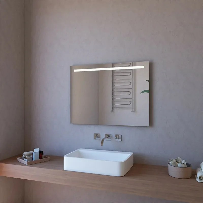 Specchiera da parete 100x70 con fascia LED e illuminazione interna