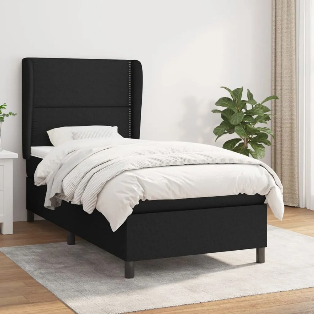 Giroletto A Molle Con Materasso Nero 100x200 Cm İn Tessuto /