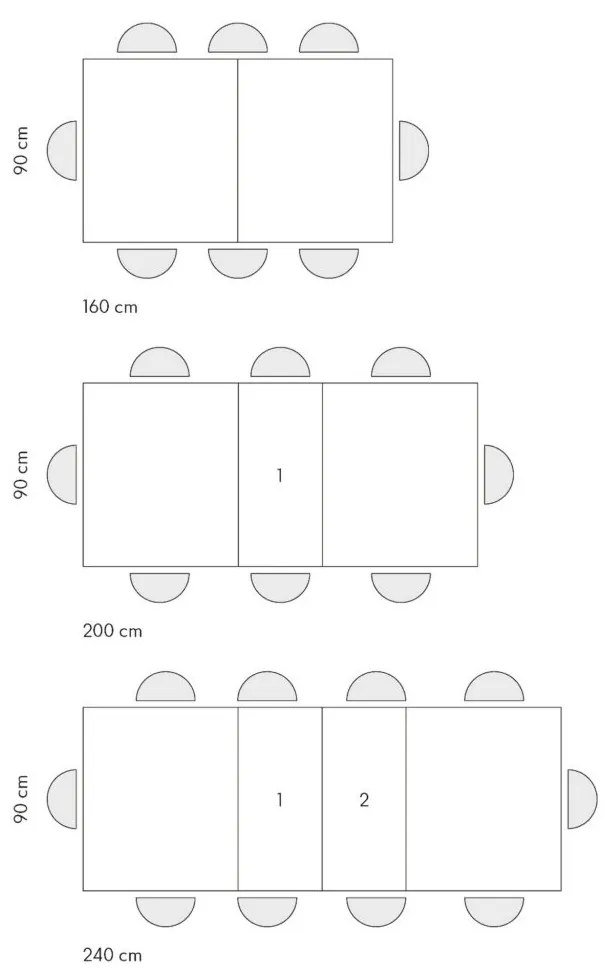 Tavolo CARRARA in legno, finitura grigio cemento e base in metallo verniciato antracite, allungabile 160×90 cm – 240×90 cm