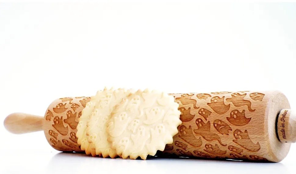 Rullo per pasta in legno goffrato Ghosts - Valek