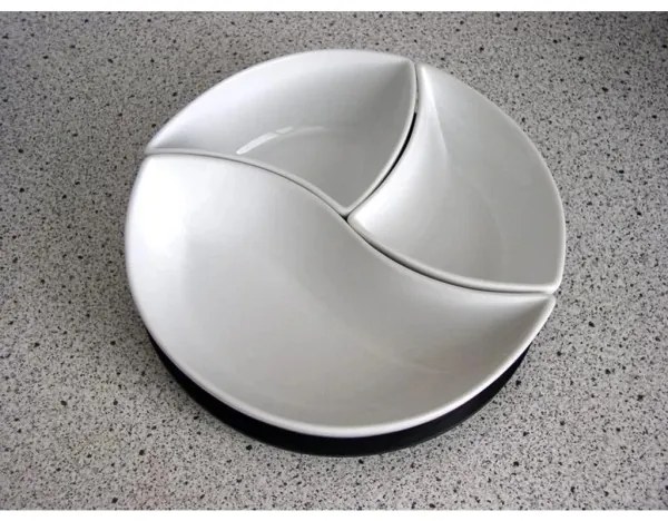 Set di 3 ciotole con vassoio TORO in ceramica e legno