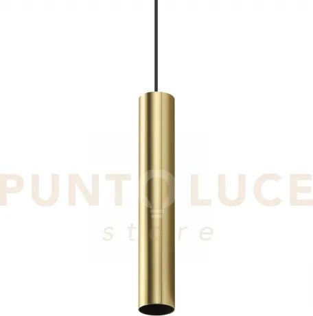 Look round sospensione 1 luce attacco gu10 ottone d.4x40cm