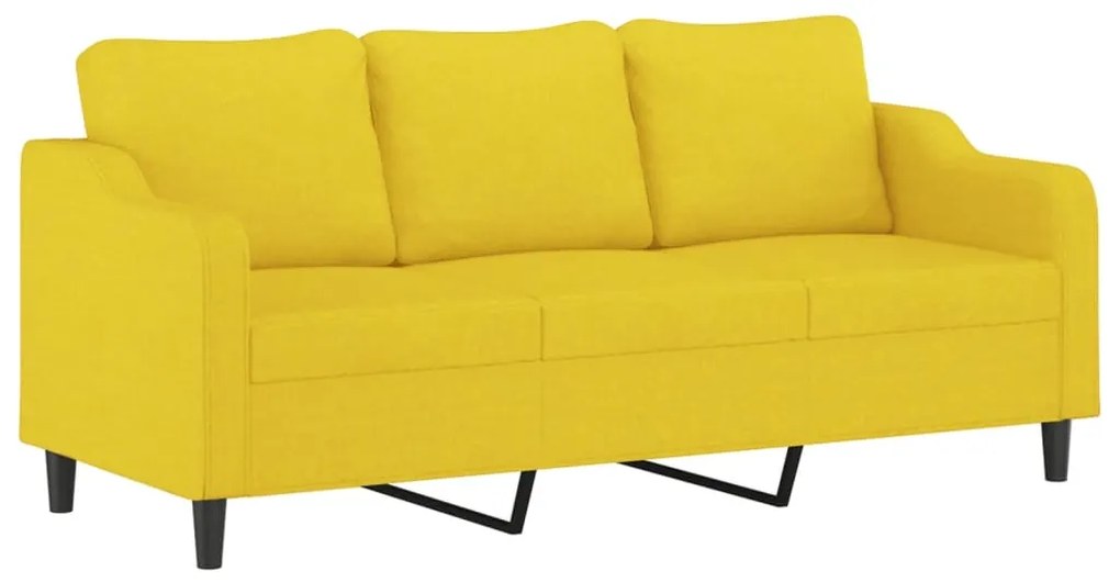 Set di divani 3 pz con cuscini giallo chiaro in tessuto