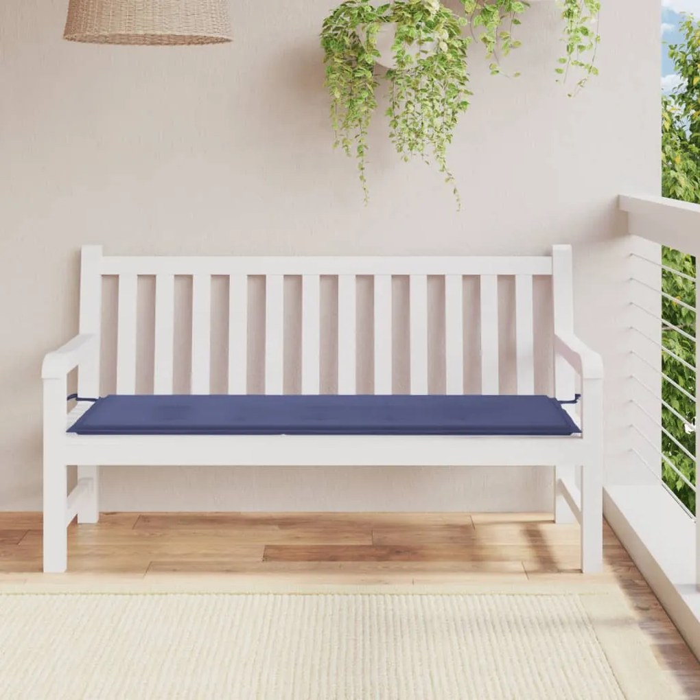 Cuscino Panca Da Giardino Blu Marino 150x50x3 Cm Tessuto Oxford /