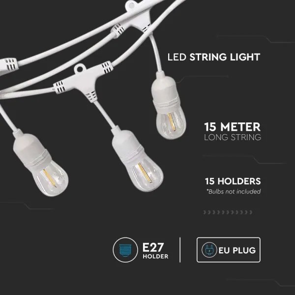 Catena luminosa per esterni STRING 15xE27/40W/230V 15m IP65