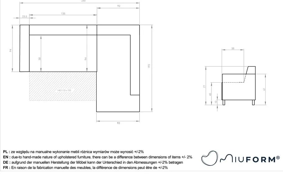 Divano angolare grigio chiaro allungabile e con contenitore (penisola a destra/a L) Classy Sophie – Miuform