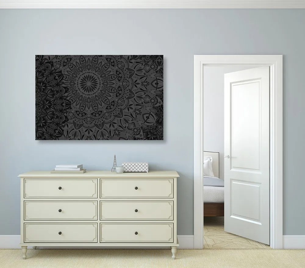 Stampa su tela – Mandala elegante in bianco e nero