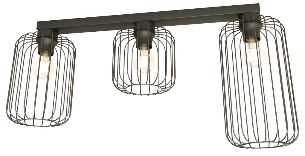 Plafonriera Minimal Industrial Vulcano 3 Luci Lineari Nera