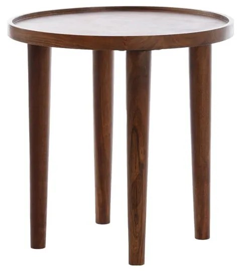 Tavolino rotondo in legno massiccio di acacia ø 49 cm Qiano - Light & Living