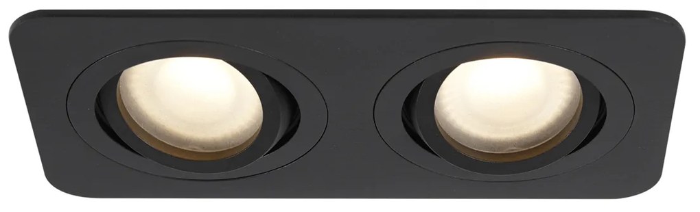 Set di 6 faretti da incasso arrotondati neri GU10 50mm orientabili e inclinabili IP44 2-luci - Alberto