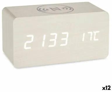 Orologio Digitale da Tavolo Bianco PVC Legno MDF (15 x 7,5 x 7 cm) (12 Unità)