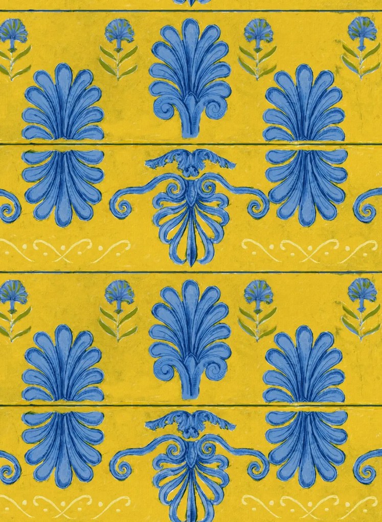 MINDTHEGAP Tapete Mykonos Villa Motif - Lemon