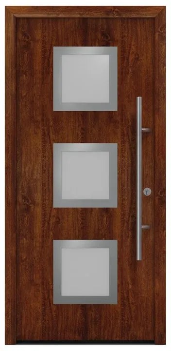 Portoncino d'ingresso HORMANN Iso Pro Secur 810s con vetro L 90 x H 210 cm in acciaio rovere scuro, apertura tirare a destra