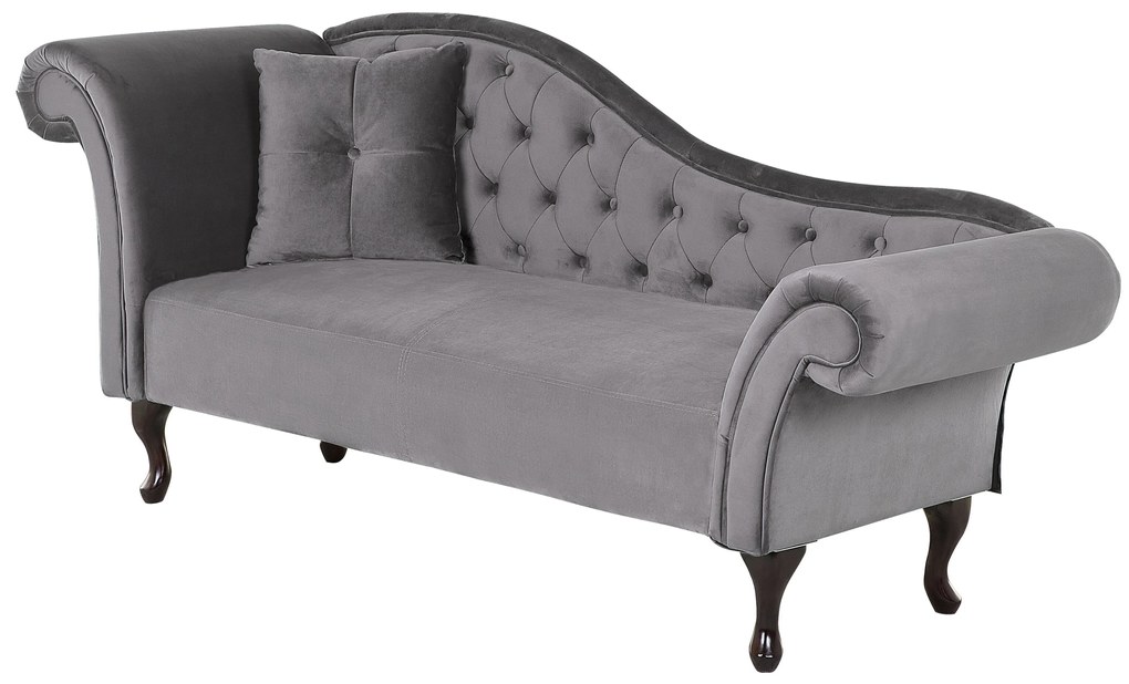 Chaise longue per lato sinistro in velluto grigio LATTES Beliani