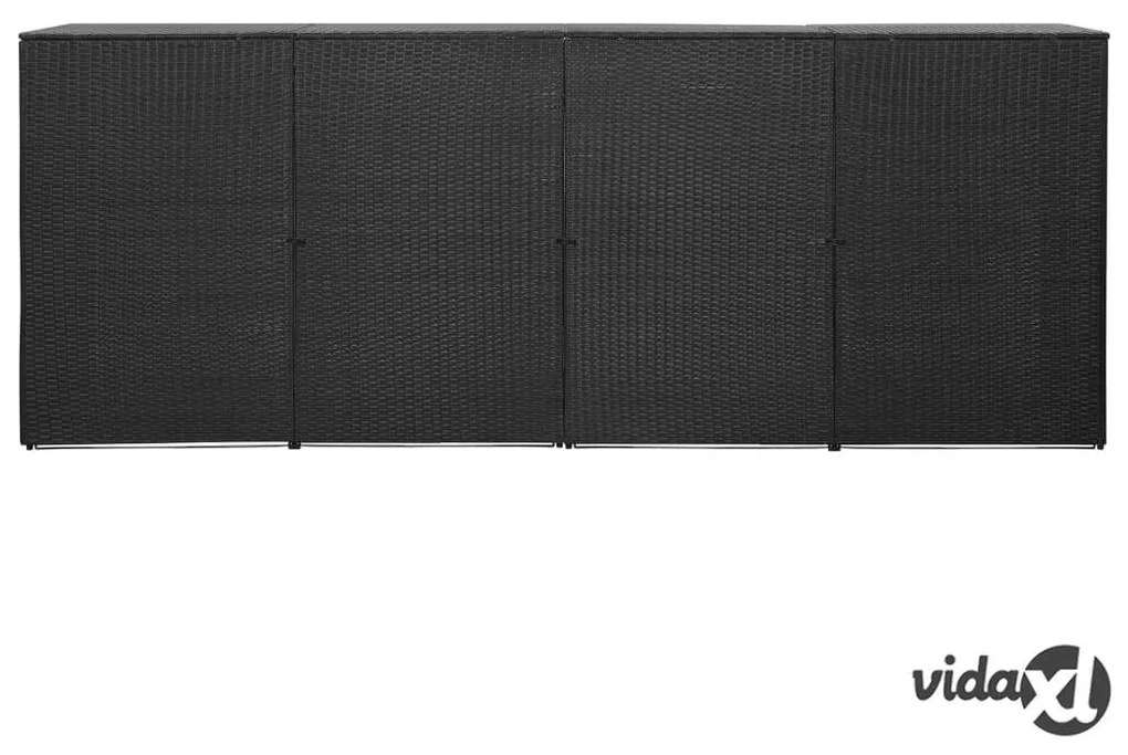 vidaXL Copribidone Quadruplo Spazzatura Nero 305x78x120 cm Polyrattan