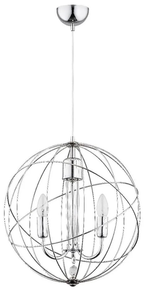 Lampadario a sospensione con filo PIKO 3xE14/10W/230V cromo lucido