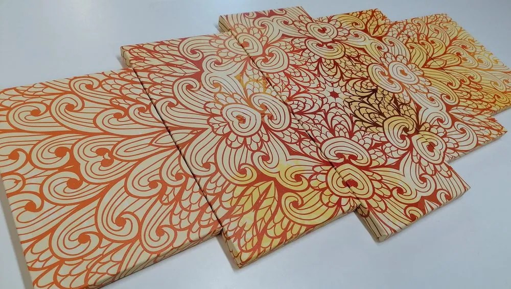 Quadri 5 pezzi – Mandala etnica dorata
