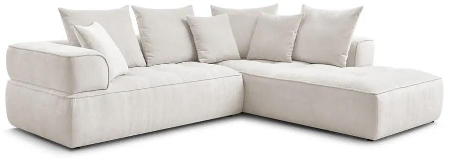 Divano angolare beige (penisola a destra/a L) con rivestimento in ciniglia Whesley – Bobochic Paris