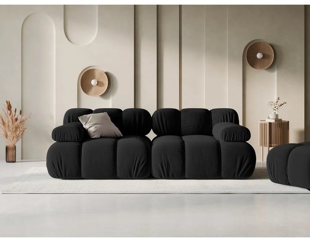 Divano in velluto nero 188 cm Bellis - Micadoni Home