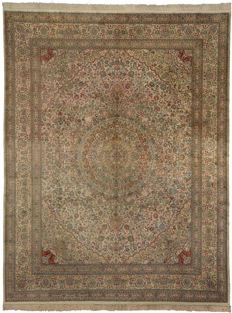 Ghom Tappeto 370x280 Rosa (Cina) Annodato A Mano