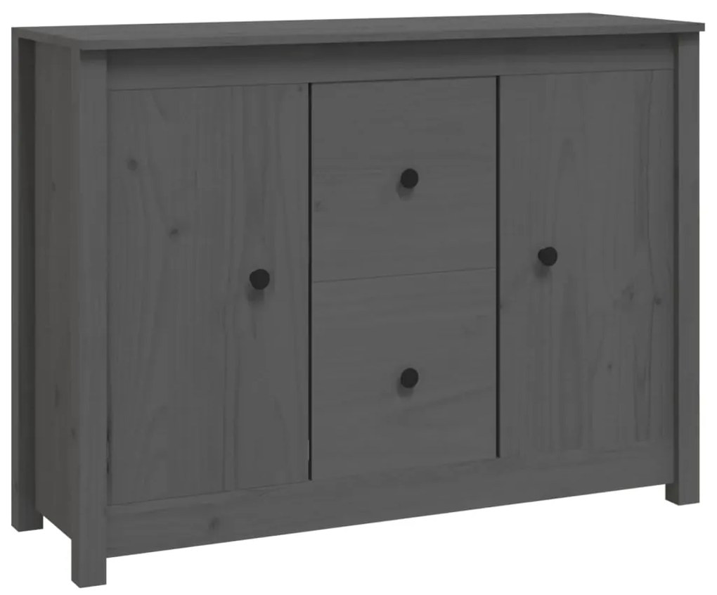 Credenza grigia 100x35x74 cm in legno massello di pino