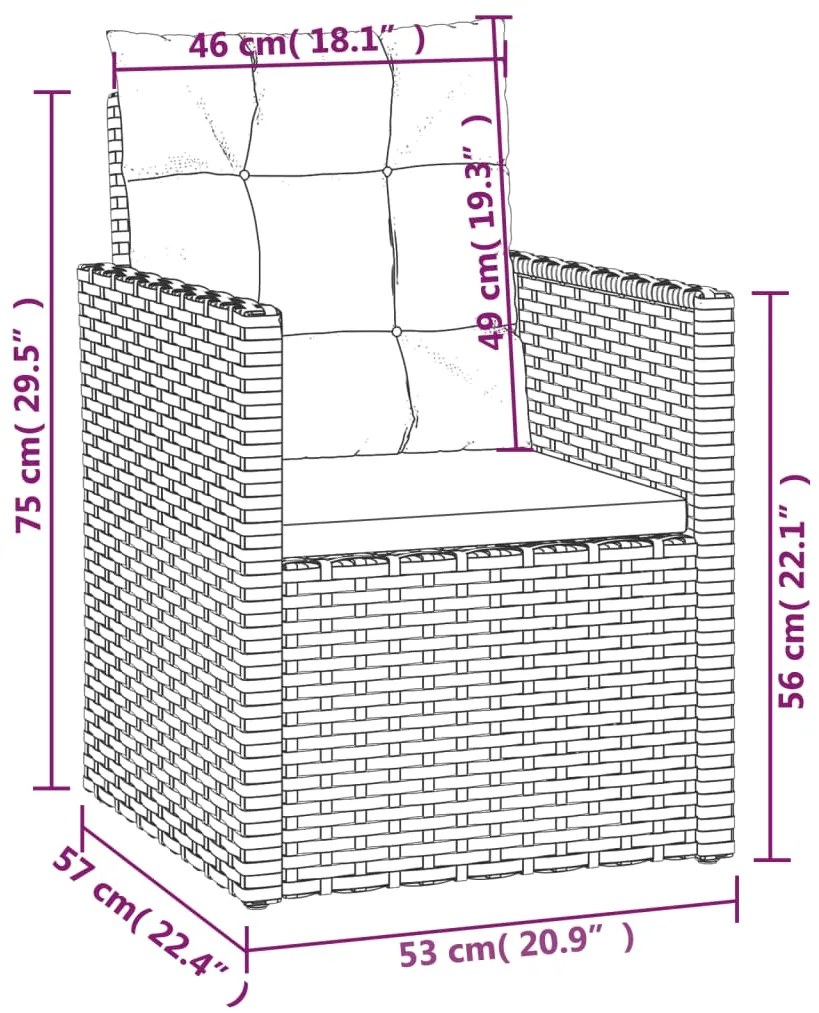 Set Divani da Esterno 4 pz con Cuscini in Polyrattan Grigio