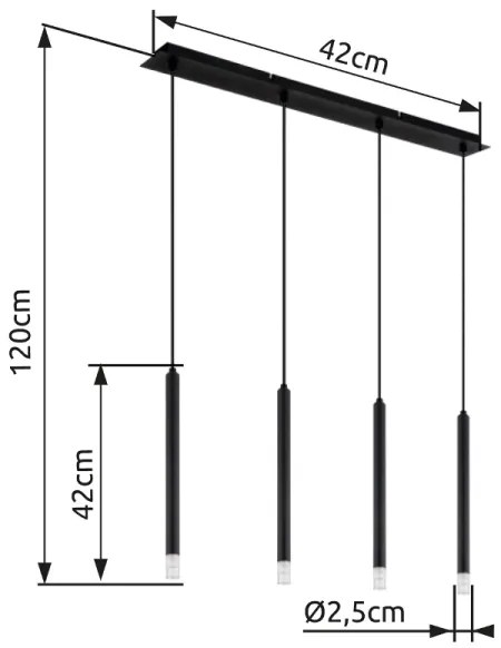 Globo 15629-4 - Lampadario a sospensione con filo BLAKE 4xG9/4W/230V nero
