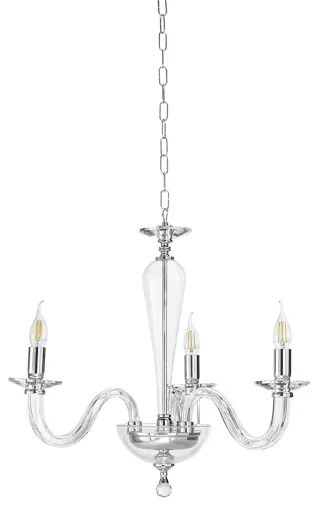 Lampada a sospensione RAVEL 3 luci in vetro lavorato a mano 60 cm CROMO