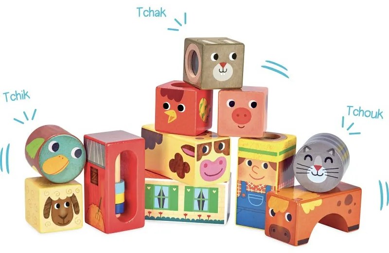Vilac - cubetti sonori di legno - Fattoria