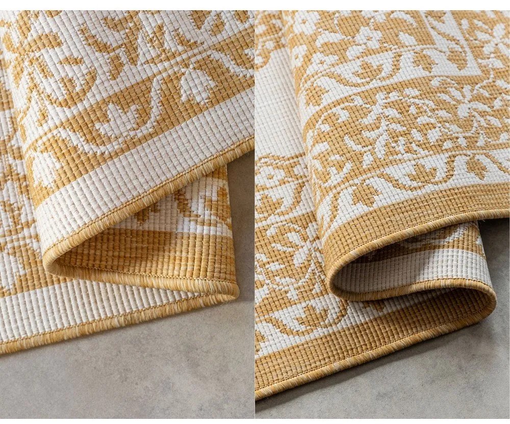 Tappeto da esterno giallo ocra e crema 80x150 cm Gemini - Elle Decoration