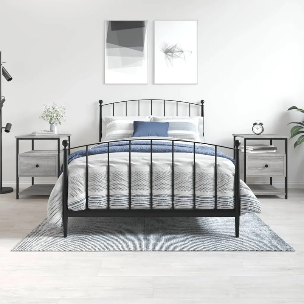 Comodini 2 Pz Grigio Sonoma 40x42x56 Cm İn Legno Multistrato /