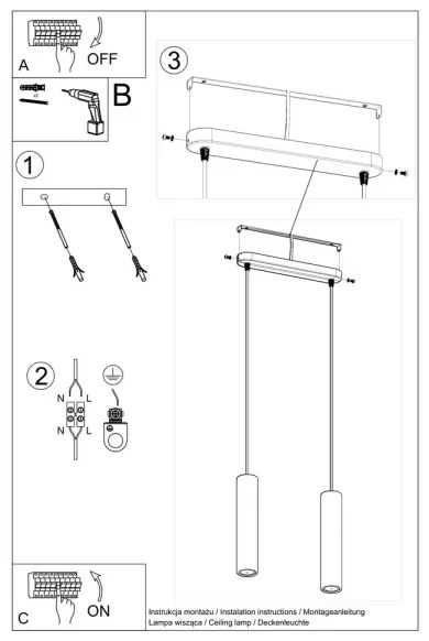 Lampadario a sospensione con filo LUVO 2xGU10/40W/230V