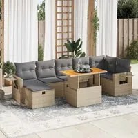 Set Divano da Giardino 5 pz con Cuscini Beige Polyrattan Acacia 3328039