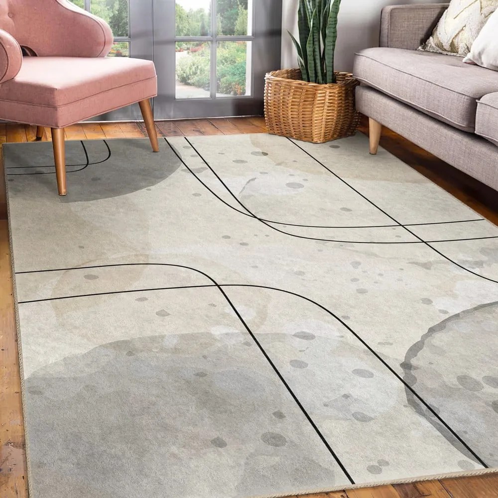Tappeto grigio/color crema lavabile 120x180 cm Simple Lines – Mila Home