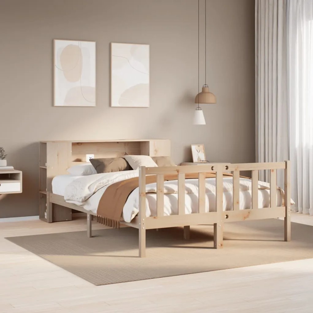 Letto libreria senza materasso 135x190 cm in legno di pino