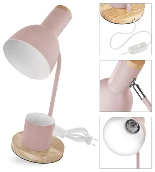 Lampada da tavolo POPPY 1xE27/25W/230V rosa