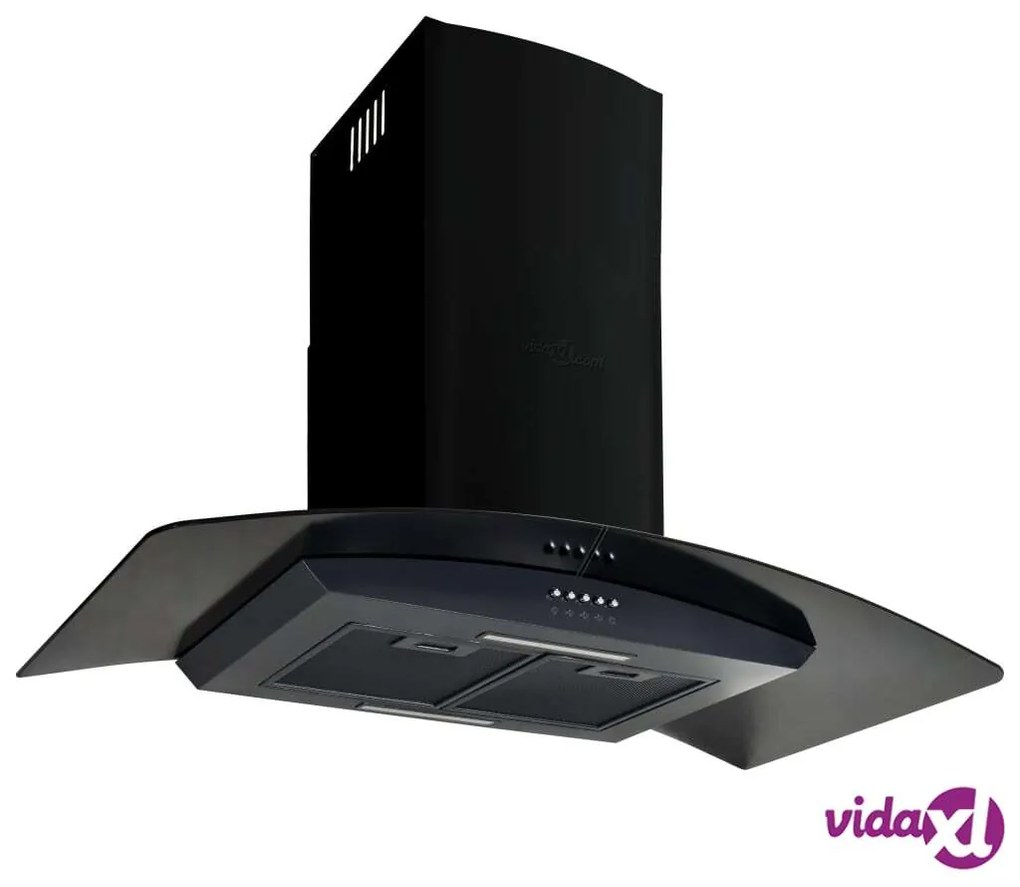 vidaXL Cappa Aspirante a Muro Acciaio Inox 756 m³/h 90 cm Nera
