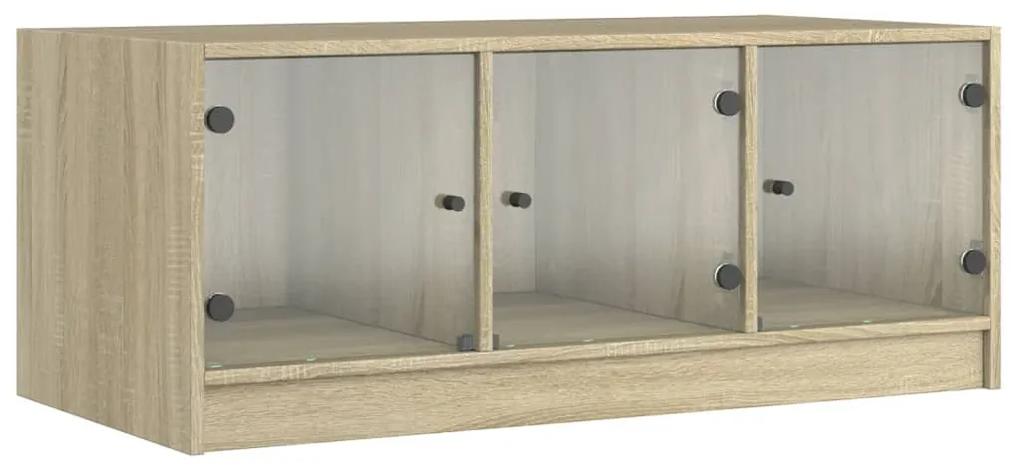 Tavolino da salotto con ante in vetro rovere sonoma 102x50x42cm