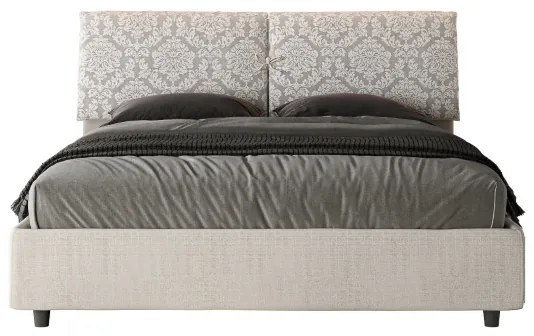 Letto contenitore imbottito 160x210 tessuto Agata 1 bianco Mados