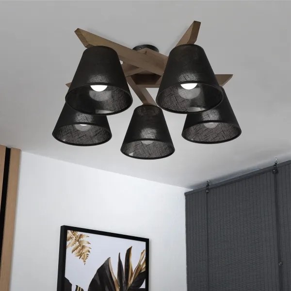 Brilagi - Lampadario LED ANTHONY 5xE14/40W/230V rovere/noce nero