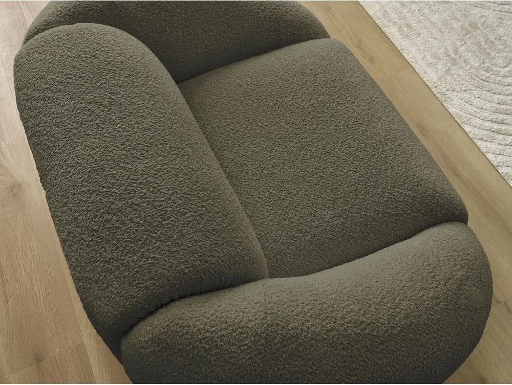 Poltrona verde con rivestimento in bouclé Tina – Bobochic Paris