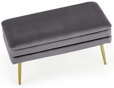 Panca trapuntata con contenitore VELVA 37x78 cm grigio/oro