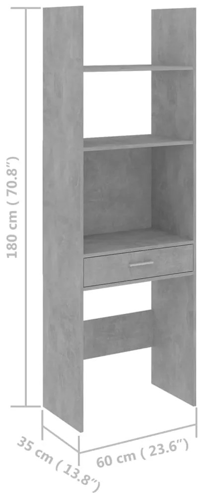 Libreria 4 pz Grigio Cemento in Truciolato