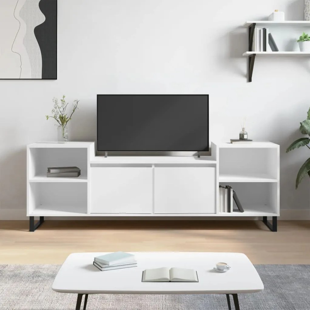Mobile Porta Tv Bianco 160x35x55 Cm İn Legno Multistrato /