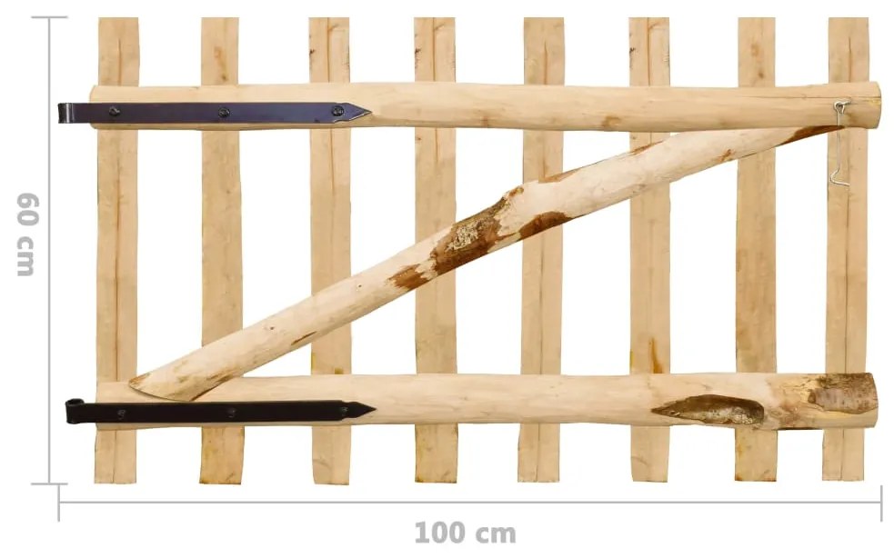 Cancello Singolo per Recinzione in Legno di Nocciolo 100x60 cm