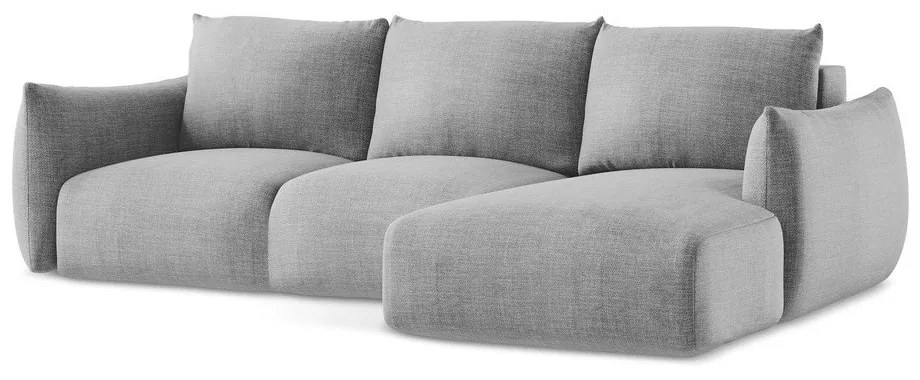 Divano angolare grigio chiaro allungabile (con penisola a destra/con chaise lounge) Leila – Makamii