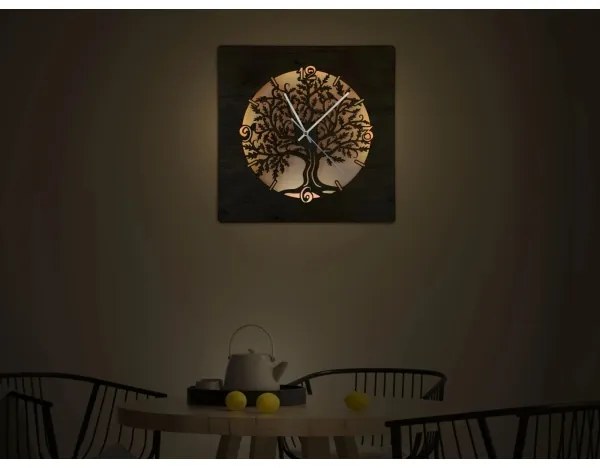 Li-Go 5652/DUB2 - Orologio LED dimmerabile LED/10W/5V 20000 mAh 42x42 cm rovere+ telecomando